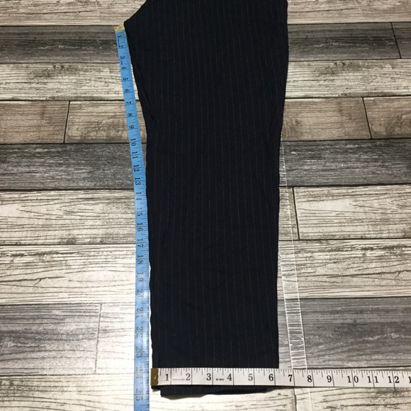 H&M Logg Pinstripe Drawstring Pants Women’s 8 Navy Blue Stretch (Inseam 25) - Picture 2 of 9